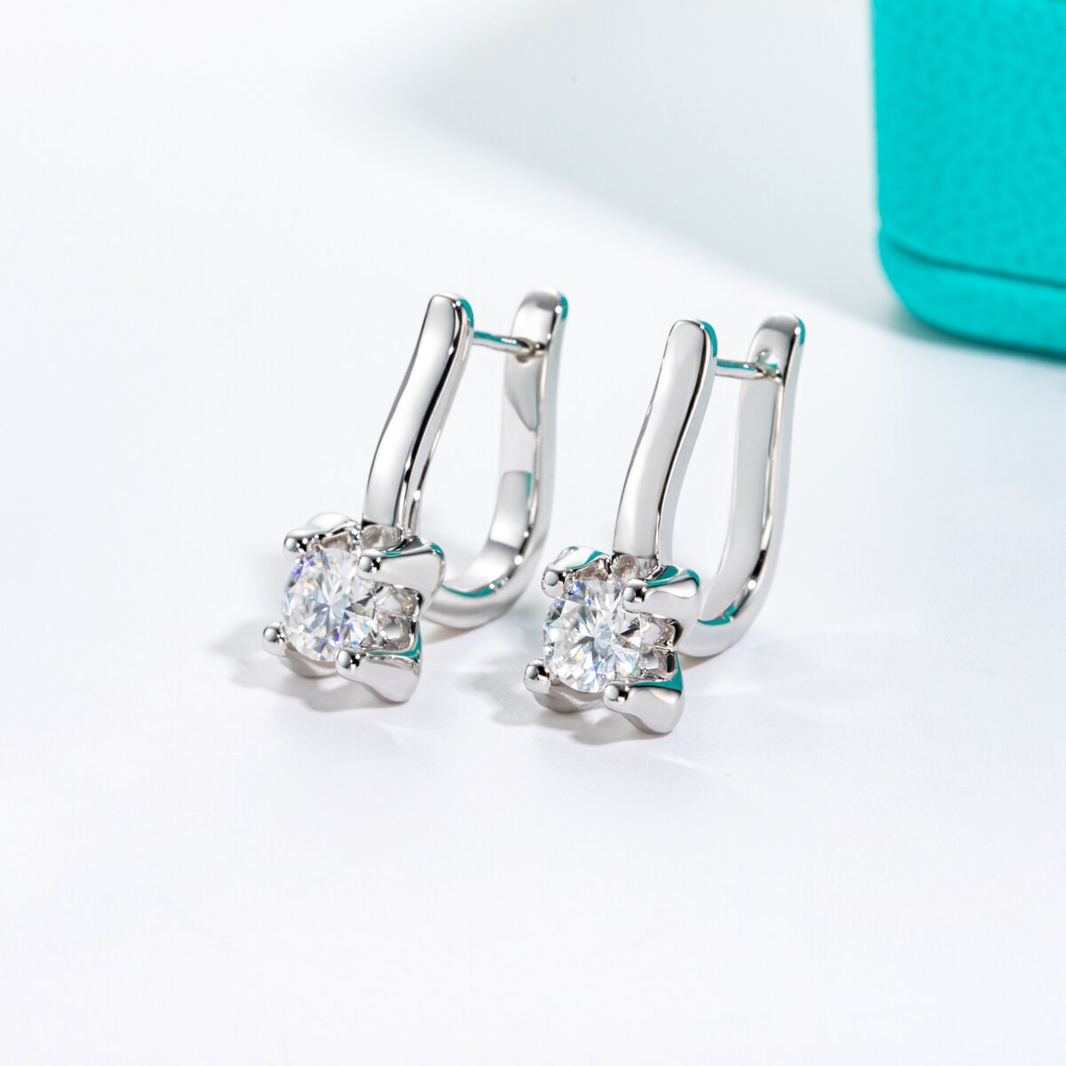 Sterling Silver Moissanite Huggie Hoop Earrings