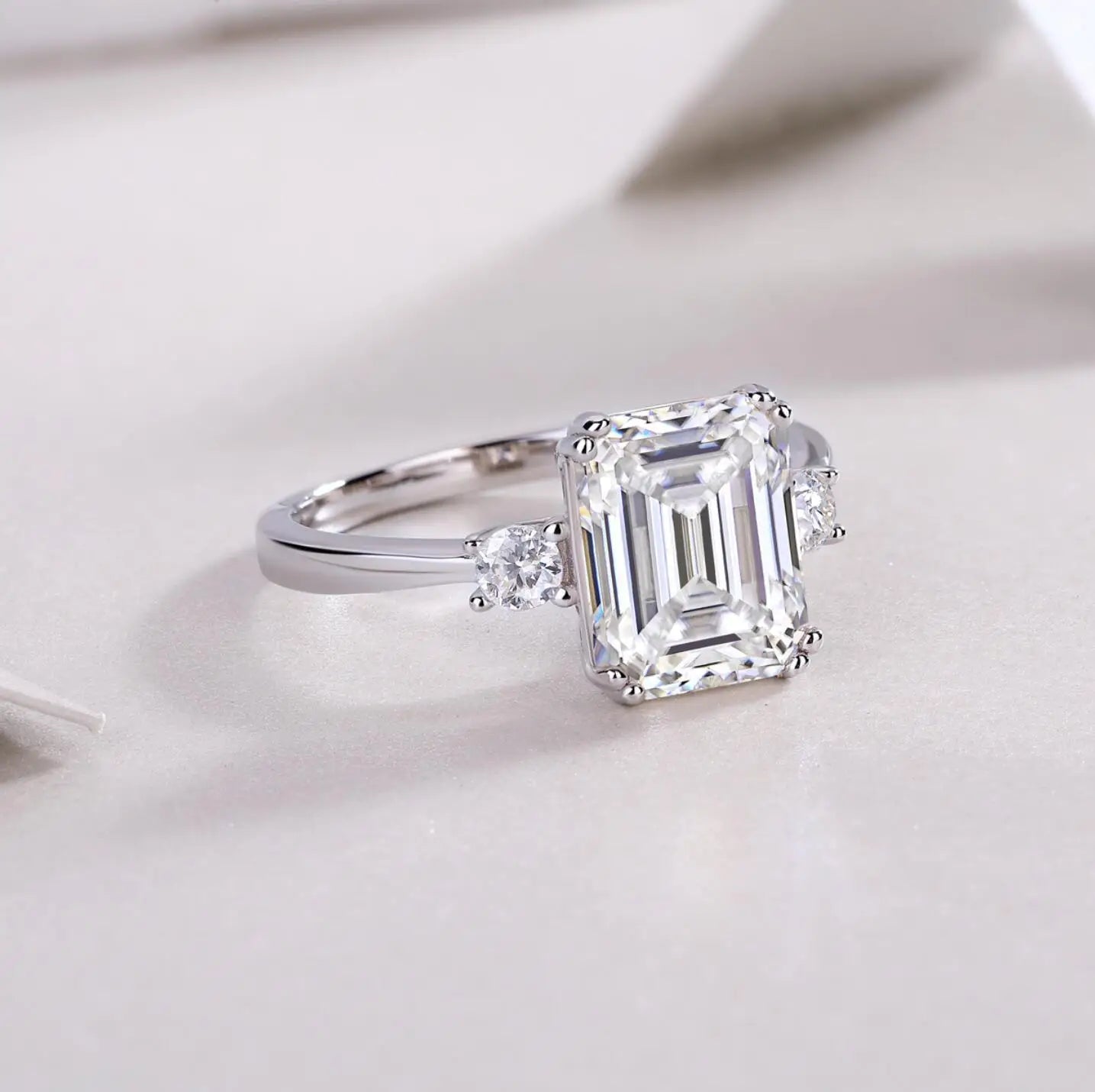 Sterling Silver Moissanite Diamond Ring