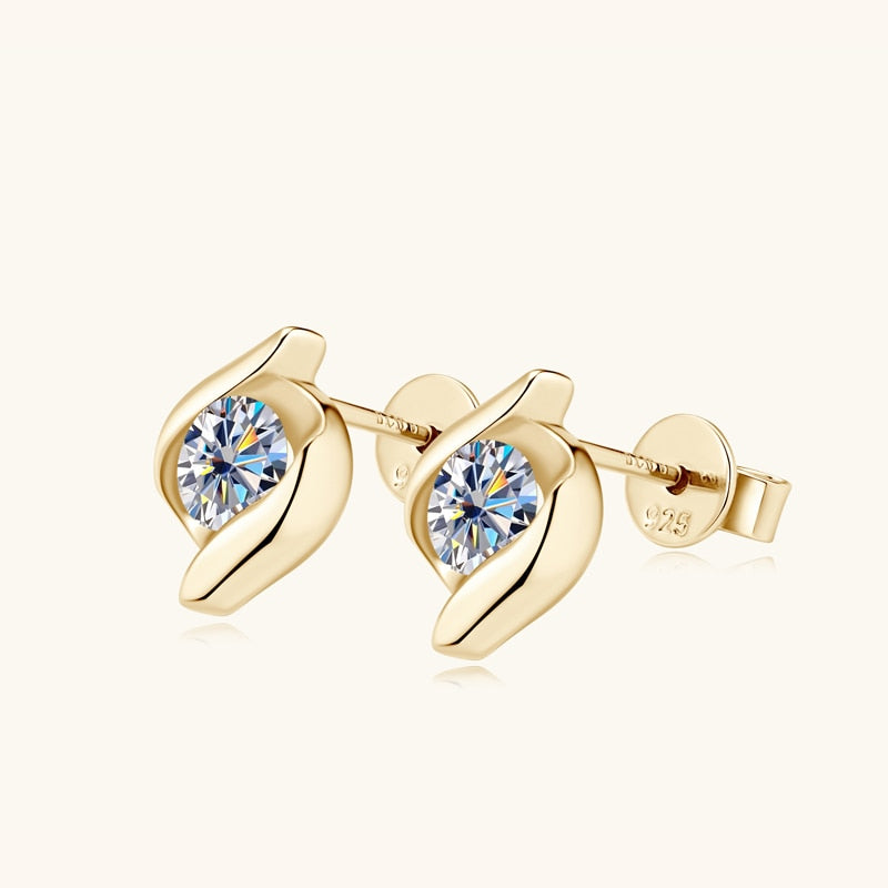 0.5ct Moissanite Twist Stud Earrings 925 Sterling Silver US