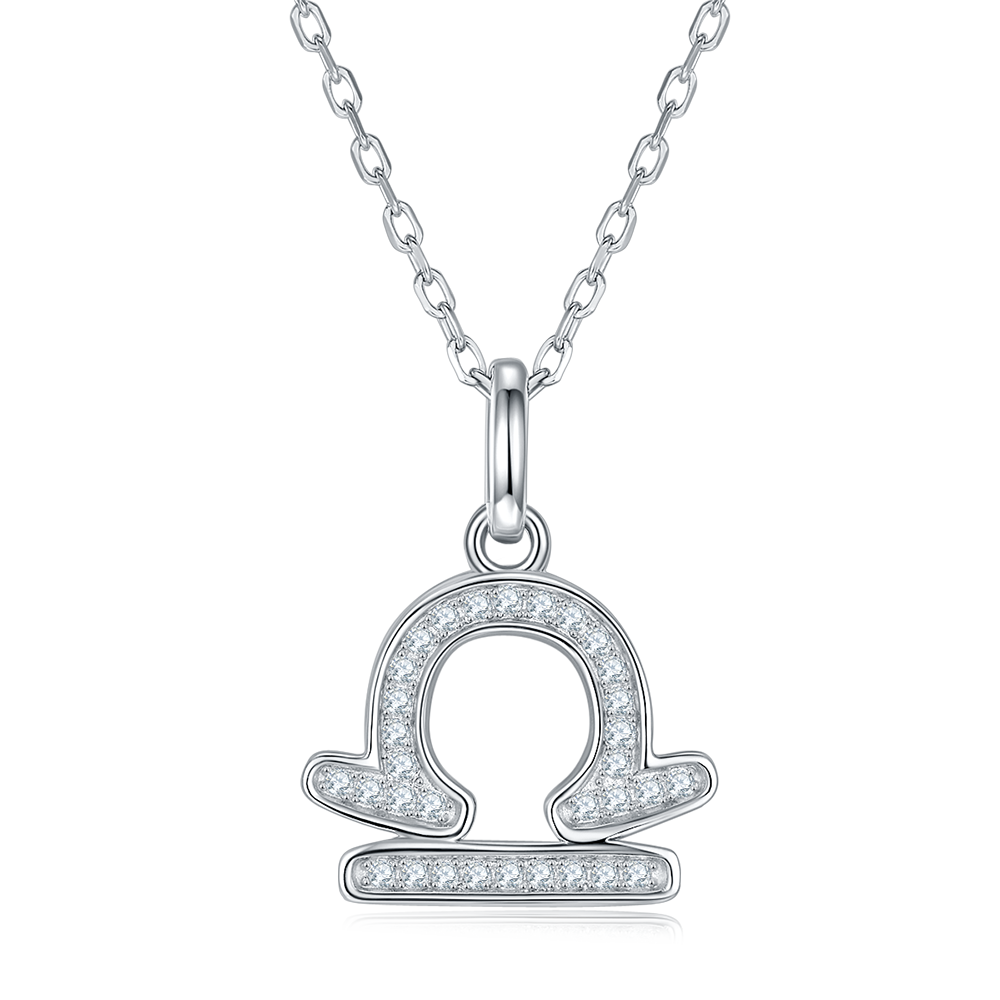 Libra Star Sign Moissanite Diamond Pendant Sterling Silver Necklace Australia