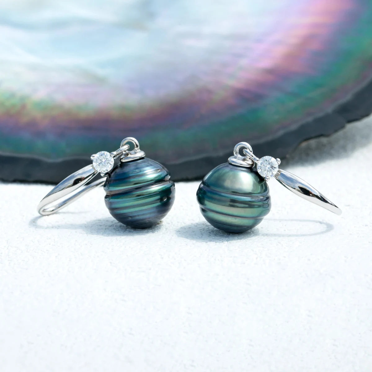 Black Pearl Moissanite Earrings