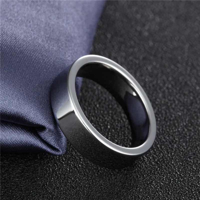 Mens Tungsten RIngs Flat Band Silver Colour 8mm wide
