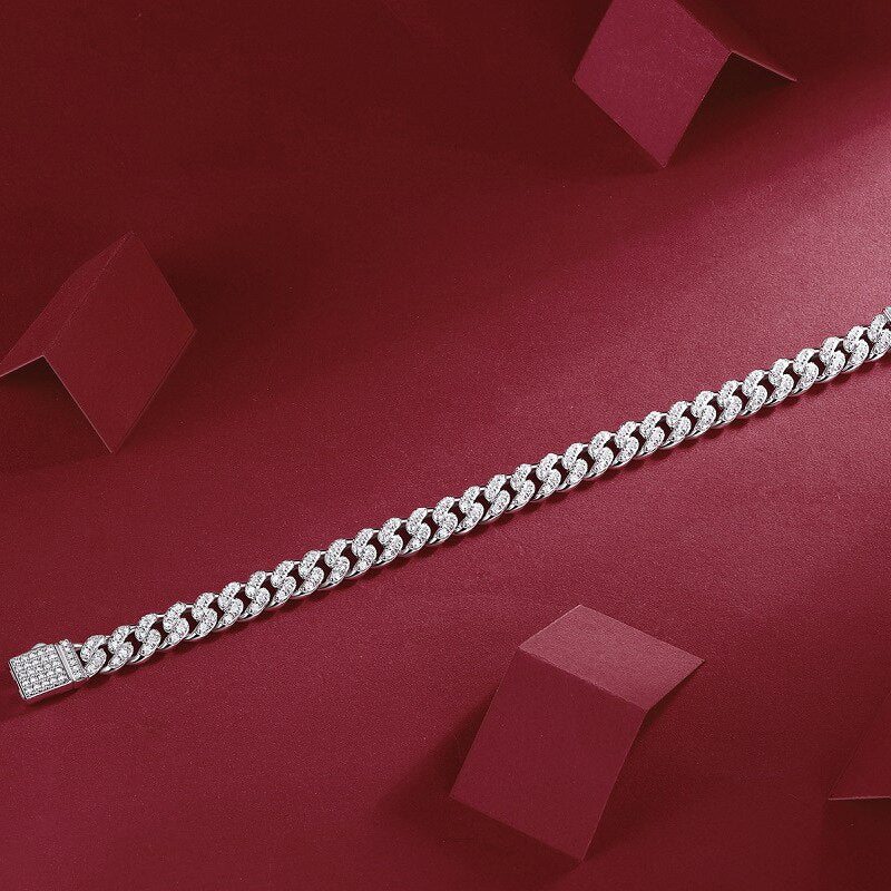 Mens Moissanite Cuban Link Bracelet Holloway Jewellery USA