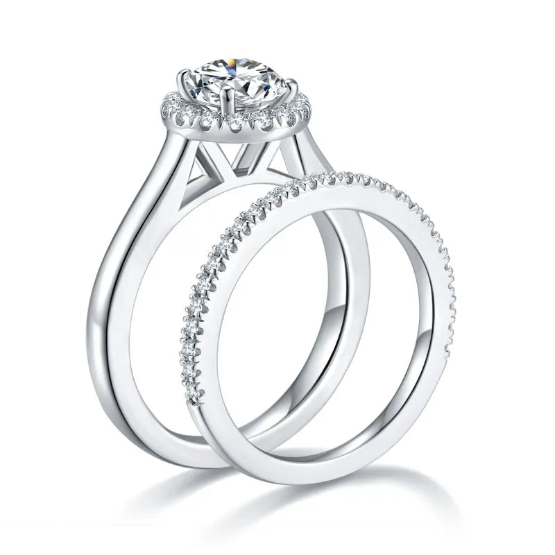 moissanite engagement ring set UK HOLLOWAY jEWELLERy
