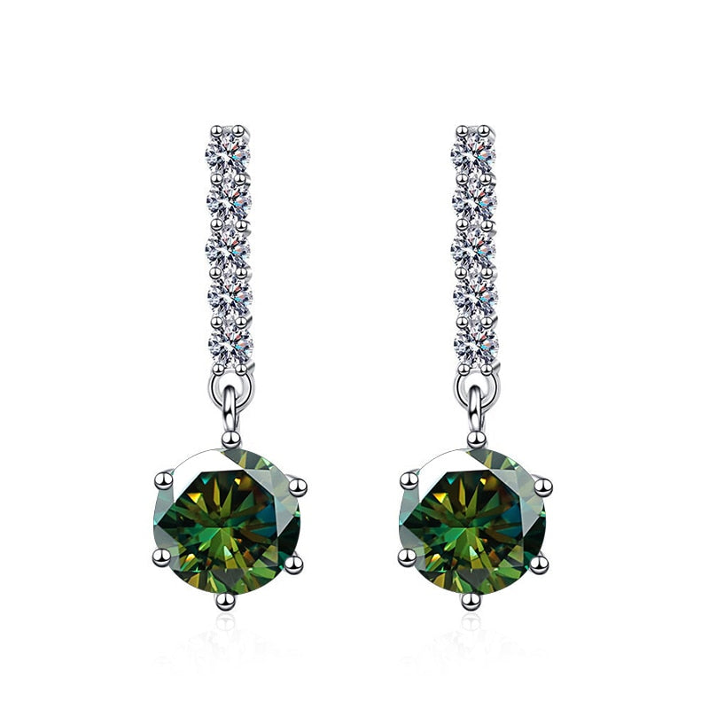 Moissanite Dangle Drop Earrings Sterling Silver