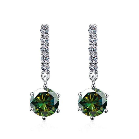 Moissanite Dangle Drop Earrings Sterling Silver