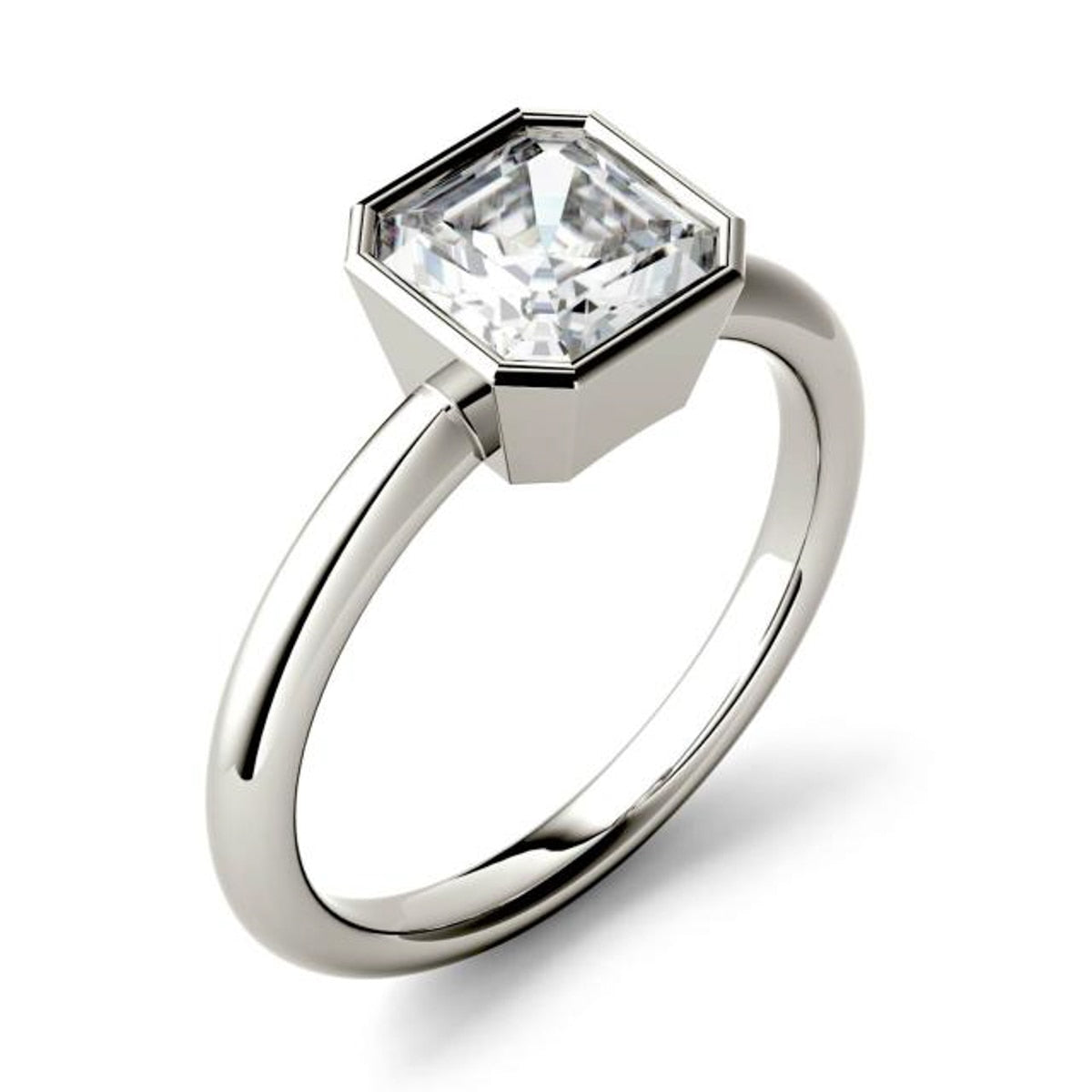 Asscher Cut Moissanite Diamond Ring