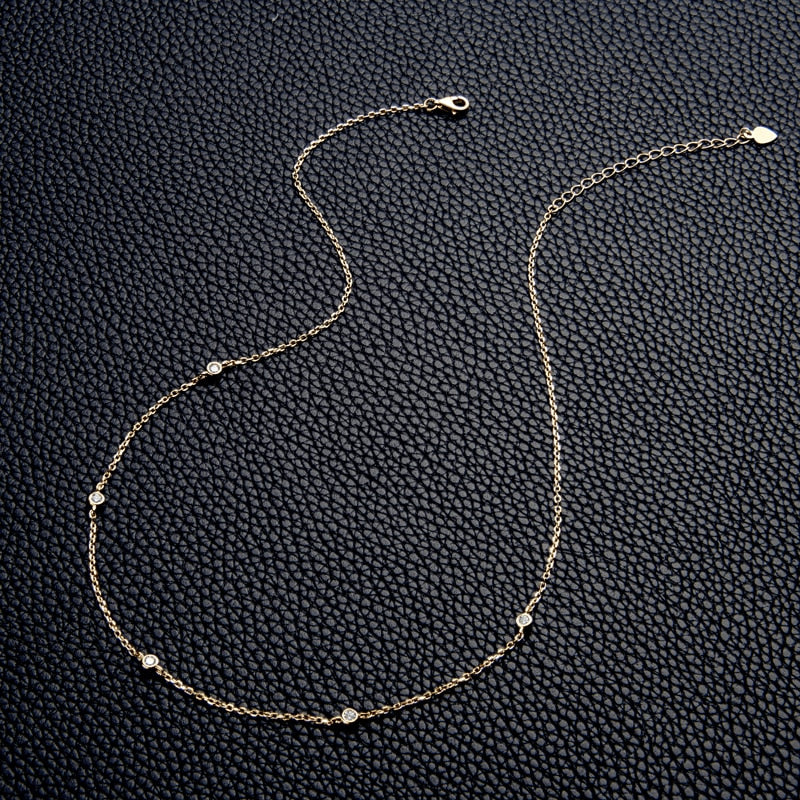 2.5mm moissanite diamond necklace bezel setting HJ