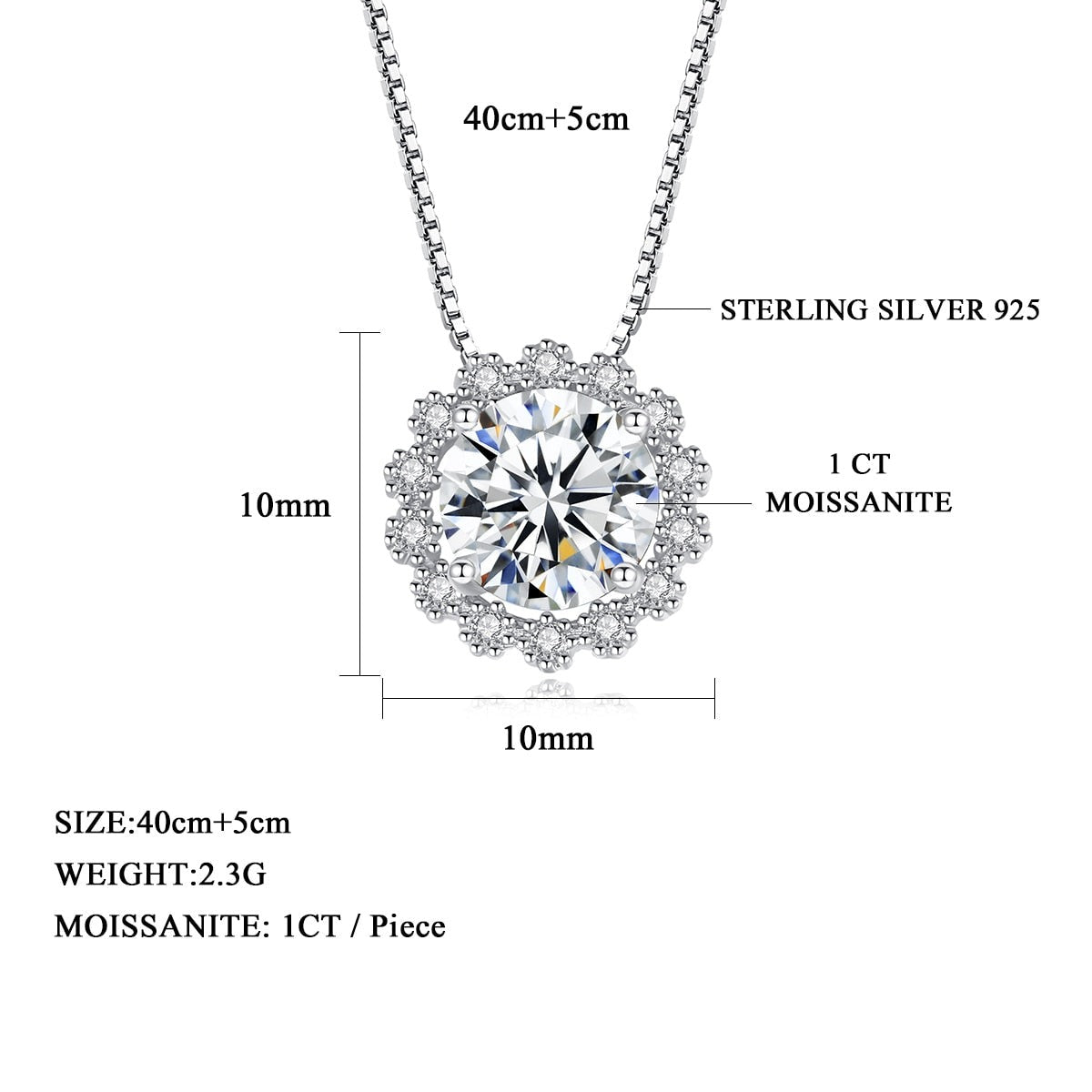 Moissanite Diamond Sterling Silver Pendant UK