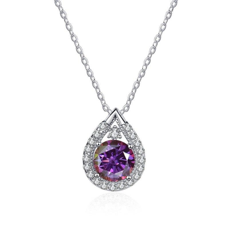 Halo Moissanite Pendant Sterling Silver Necklace UK