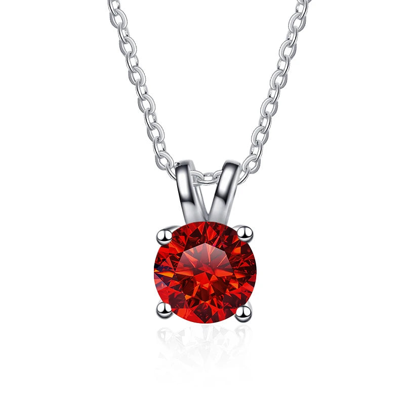 Coloured Moissanite Diamond Pendant Necklace Sterling Silver