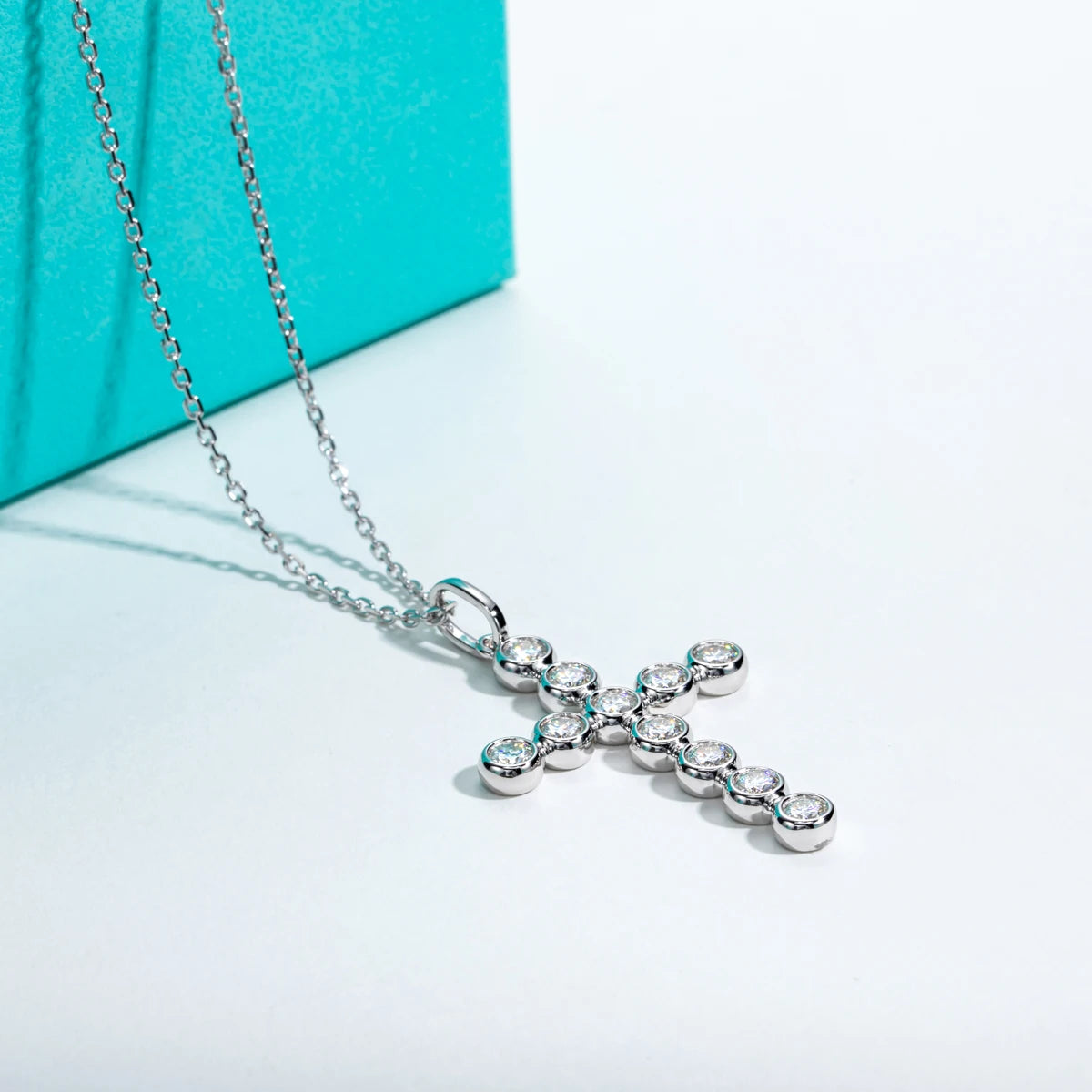 Holloway Jewellery UK Moissanite Diamond Cross Pendant Necklace
