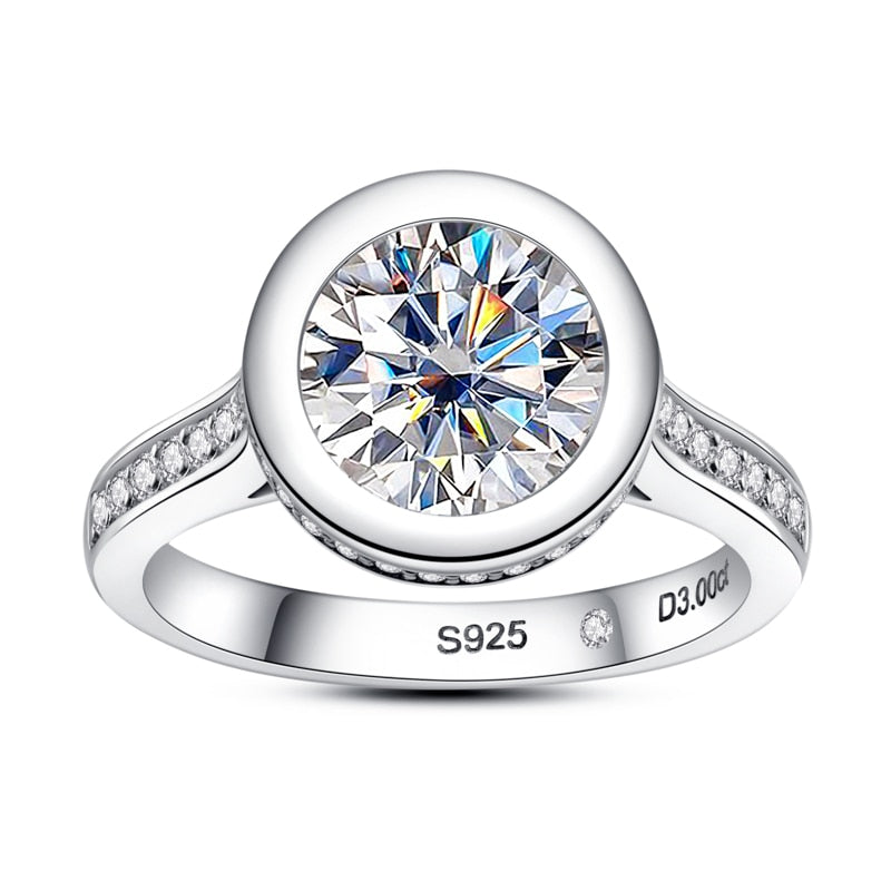 Bezel Set Sterling Silver Moissanite Ring UK
