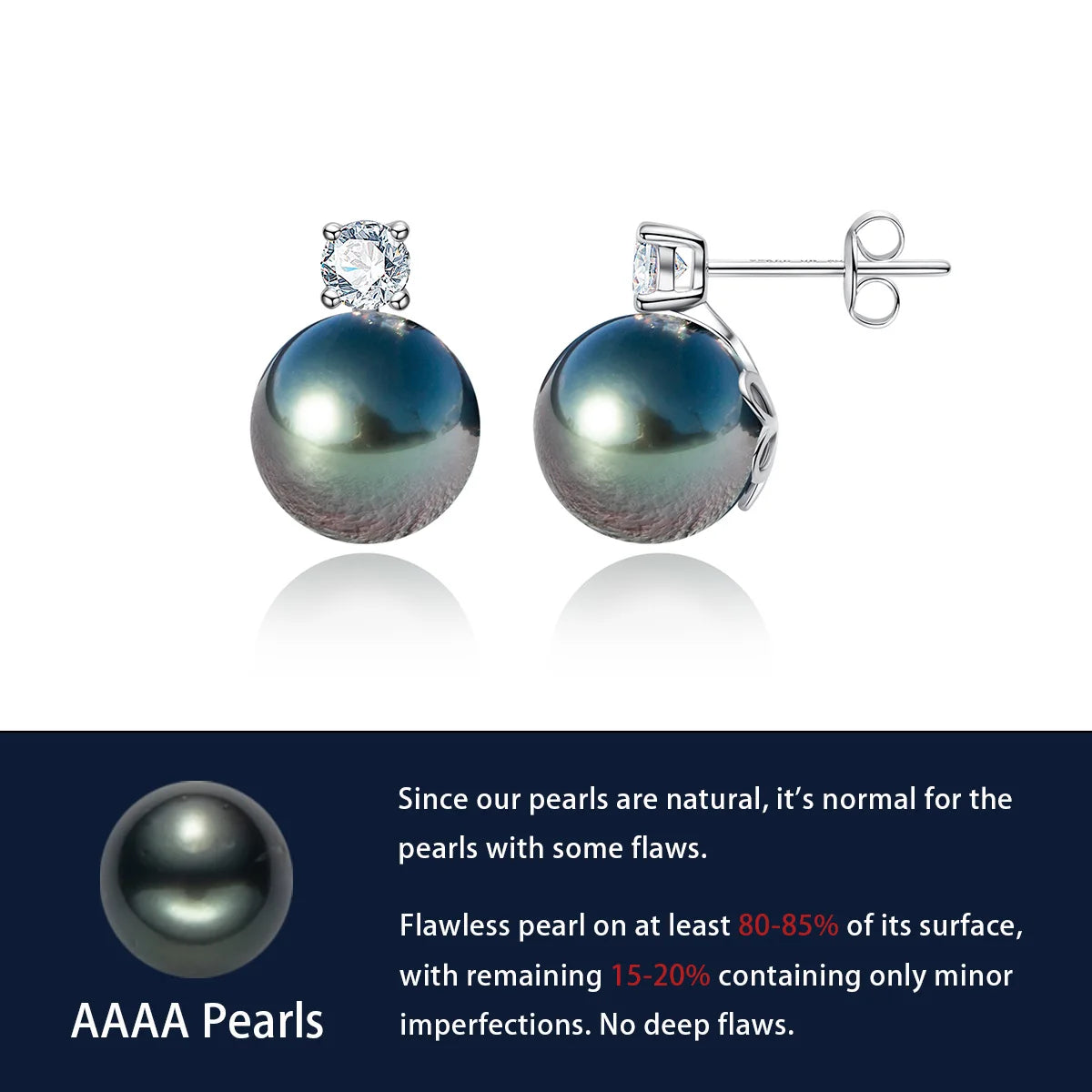 Tahitian Black Pearl Moissanite Diamond Earrings Holloway Jewellery