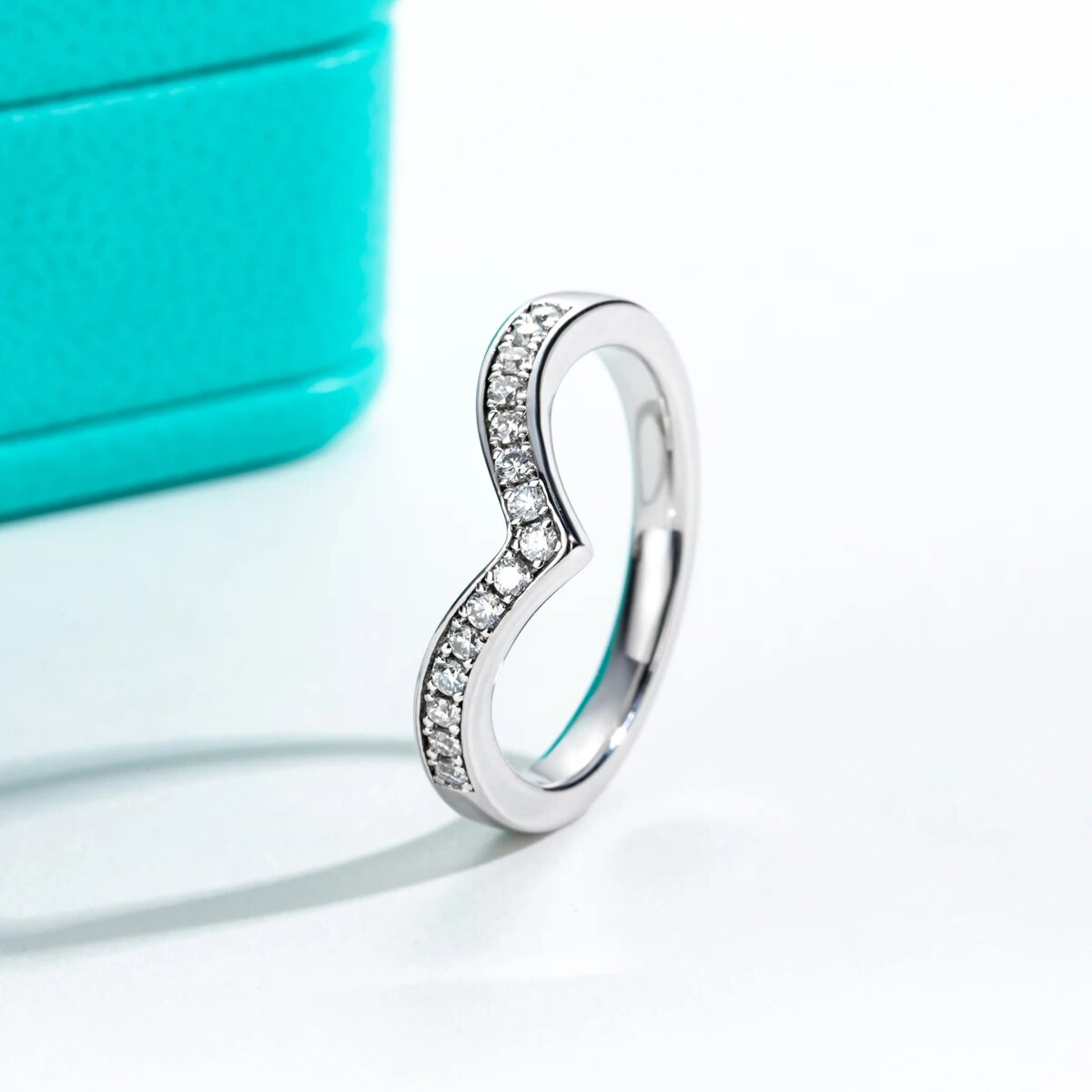 Sterling Silver Moissanite Diamond Ring