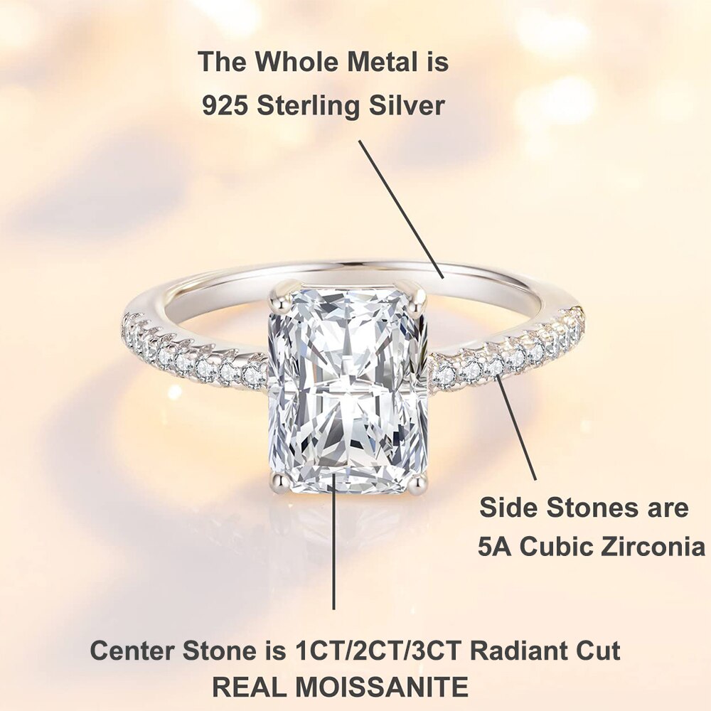 2 Carat Rectangle Cut Moissanite Ring