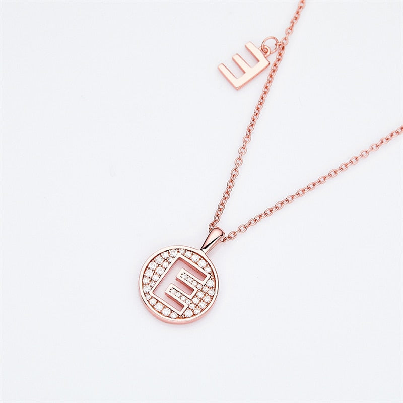 Moissanite Initial Necklace Pendant 925 Sterling Silver 18K Rose Gold Plated