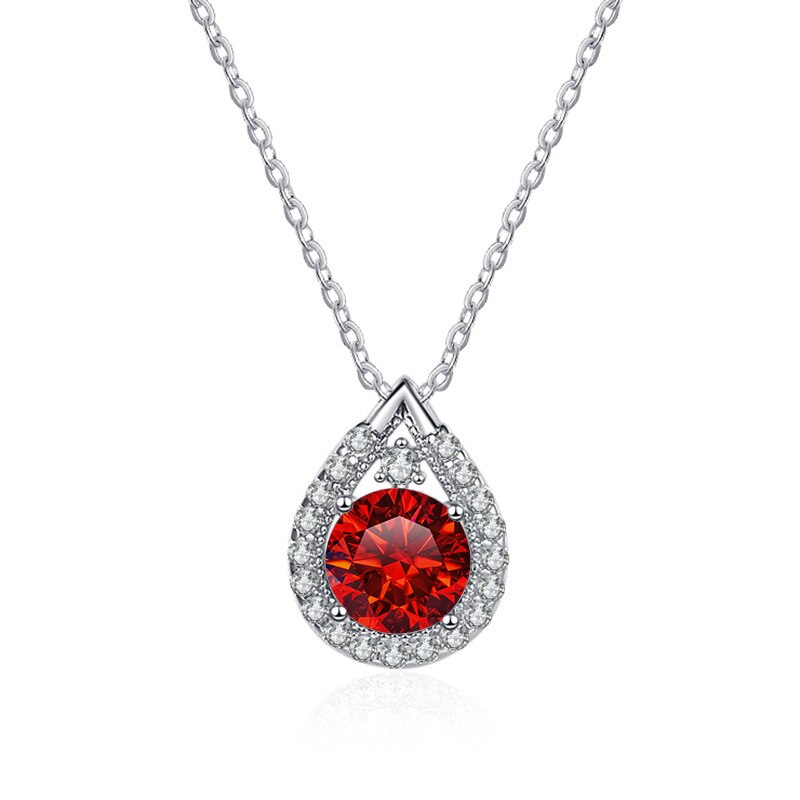 UK Pear Shape Halo Moissanite Pendant