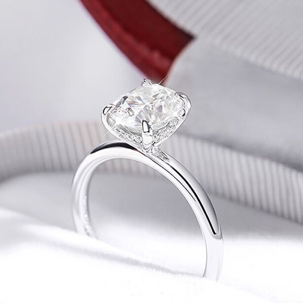 1ct / 2ct / 3ct Oval Cut Moissanite Diamond Ring Set / Bridal Ring Set
