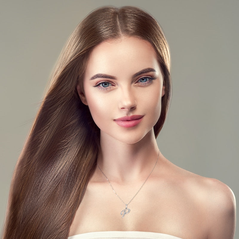 Moissanite Sterling Silver Pendant Initial Necklace UK