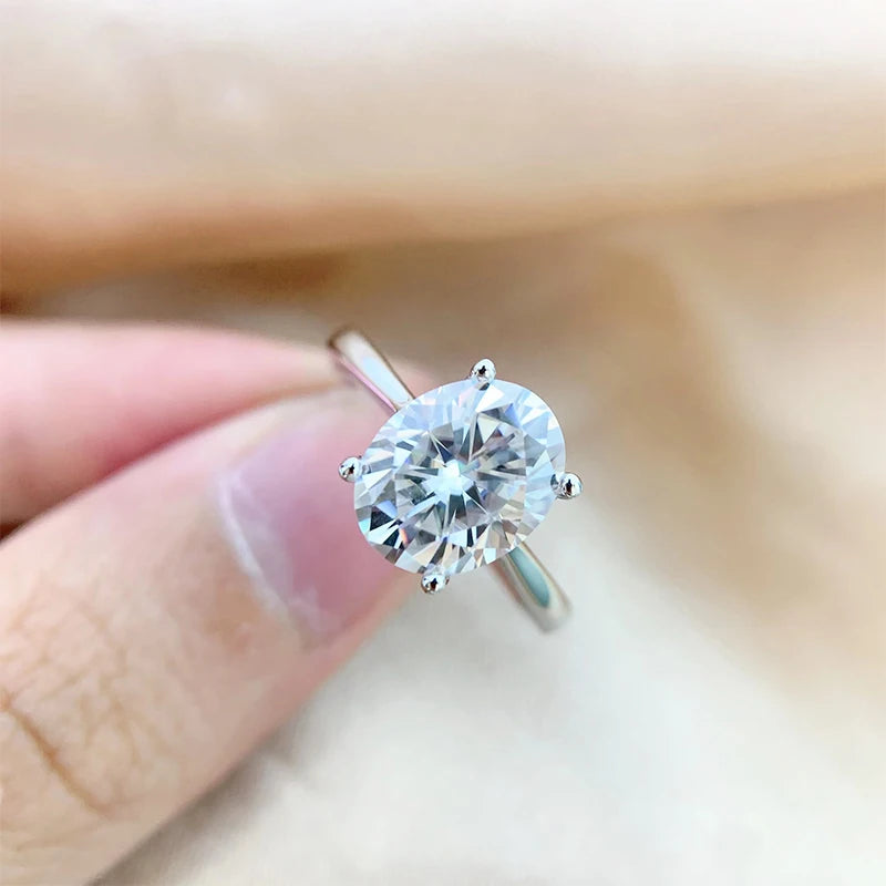 2ct Oval Cut Moissanite Solitaire Engagement Ring 925 Sterling Silver