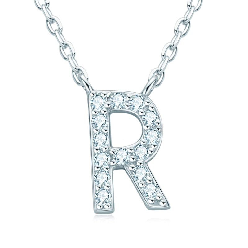 Initial Necklace Moissanite Diamond Sterling Silver Pendant UK