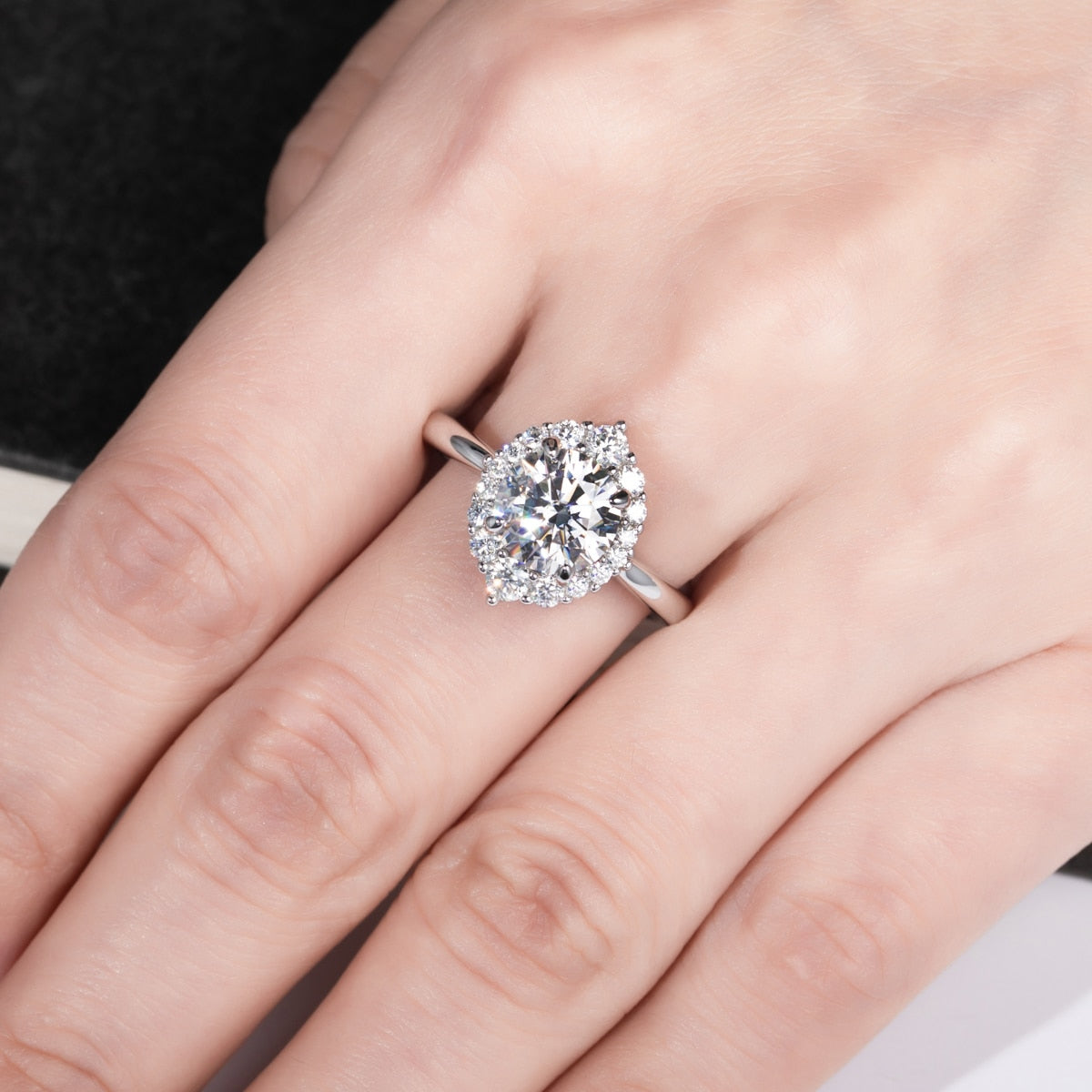 2 carat moissanite ring womens halo ring