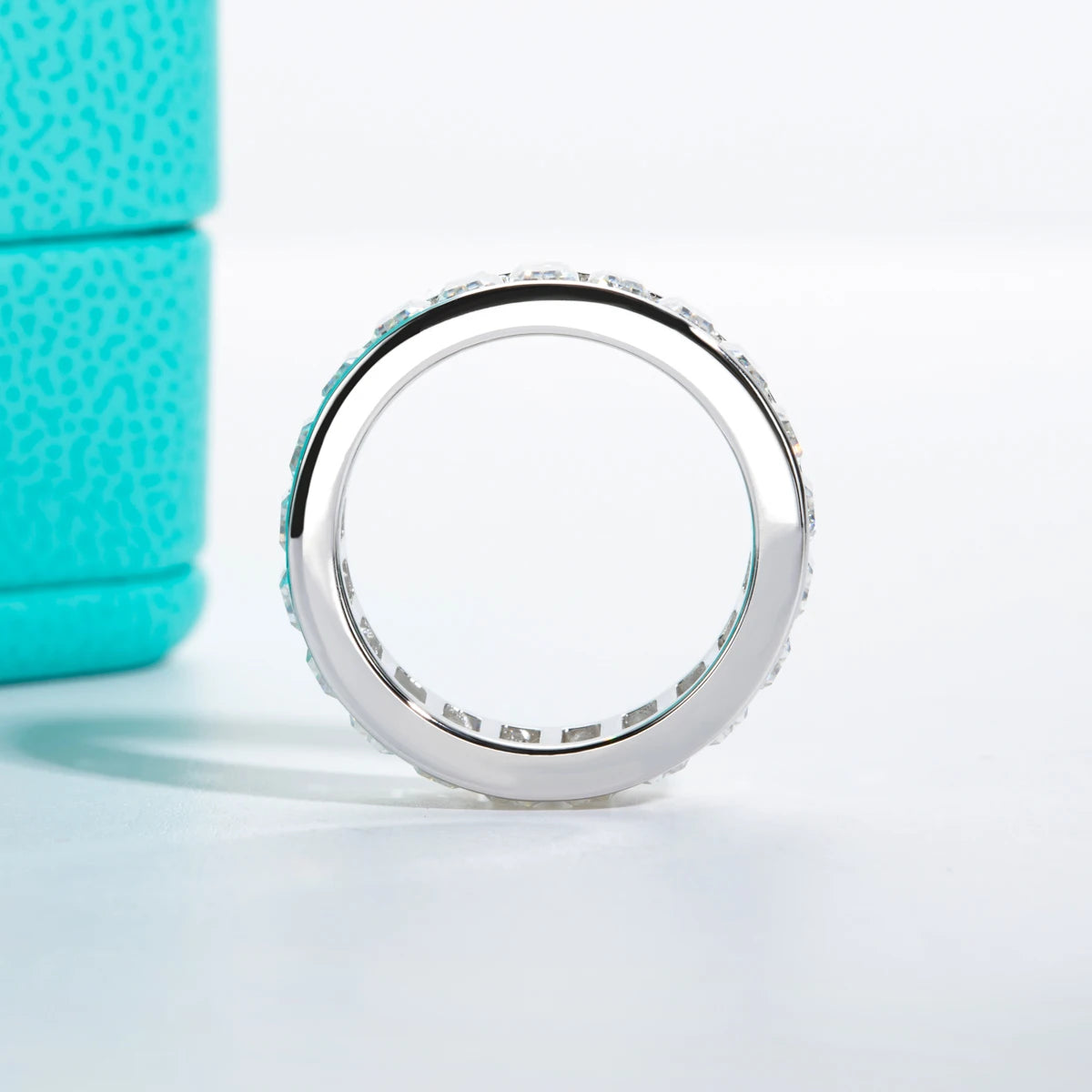 Emerald Cut Moissanite Diamond Eternity Ring