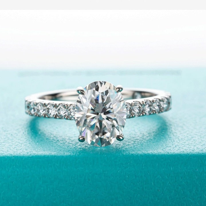 Oval Cut Moissanite Sterling Silver Ring