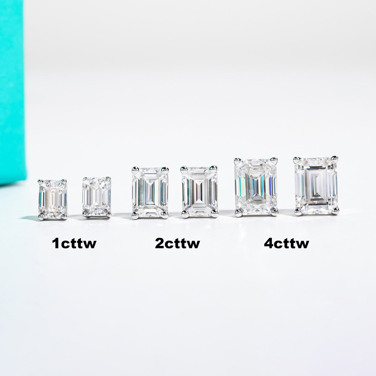 Sterling Silver Moissanite Diamond Stud Earrings