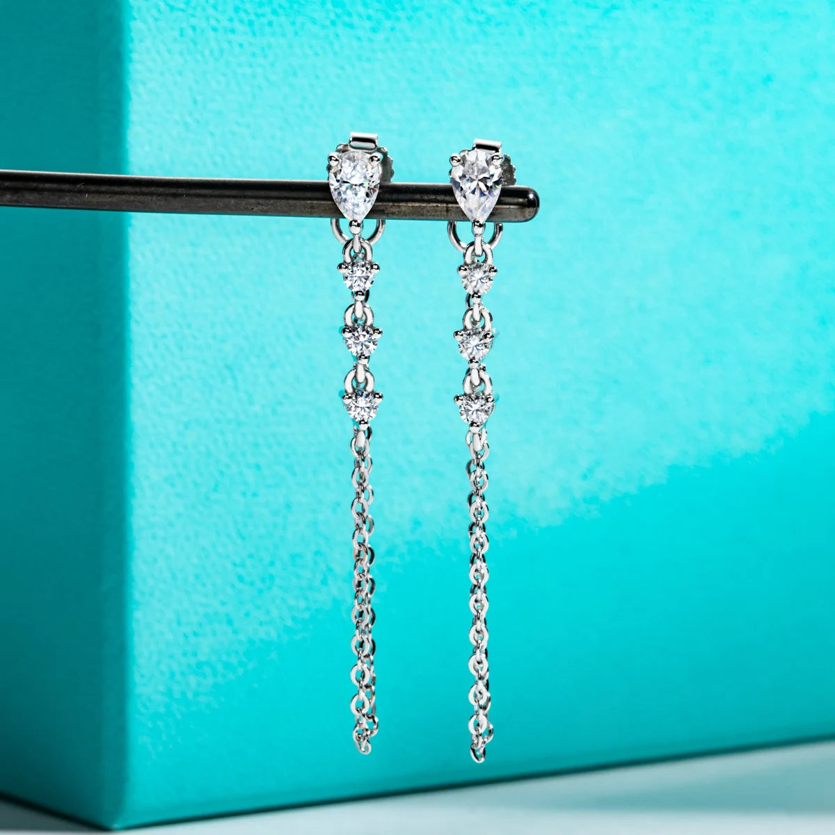 Pear Shape Moissanite Diamond Dangle Drop Earrings Holloway Jewellery