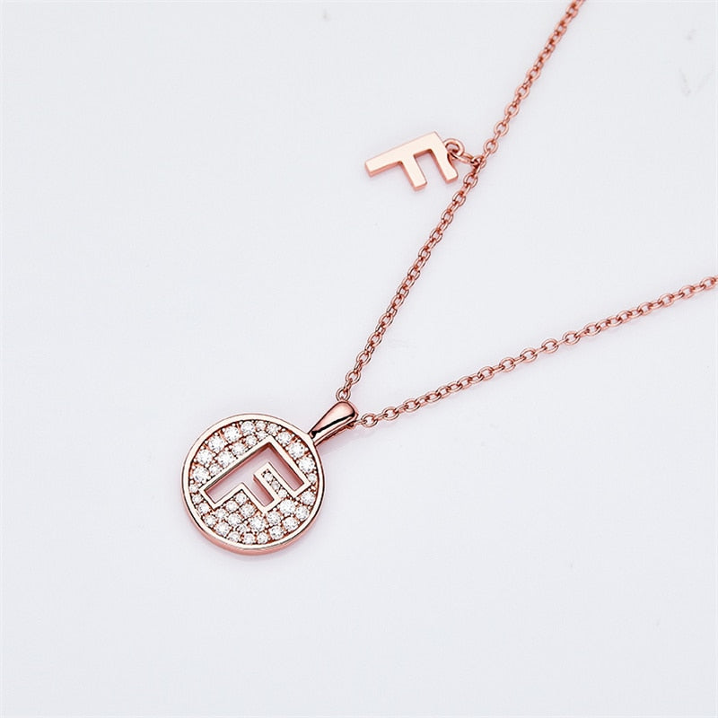 Moissanite Initial Necklace Pendant 925 Sterling Silver 18K Rose Gold Plated