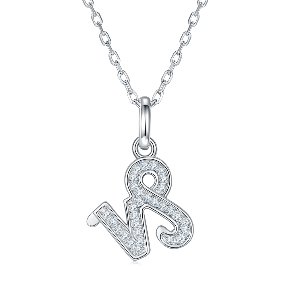 Capricorn Sterling Silver Star Sign Moissanite Diamond Pendant UK