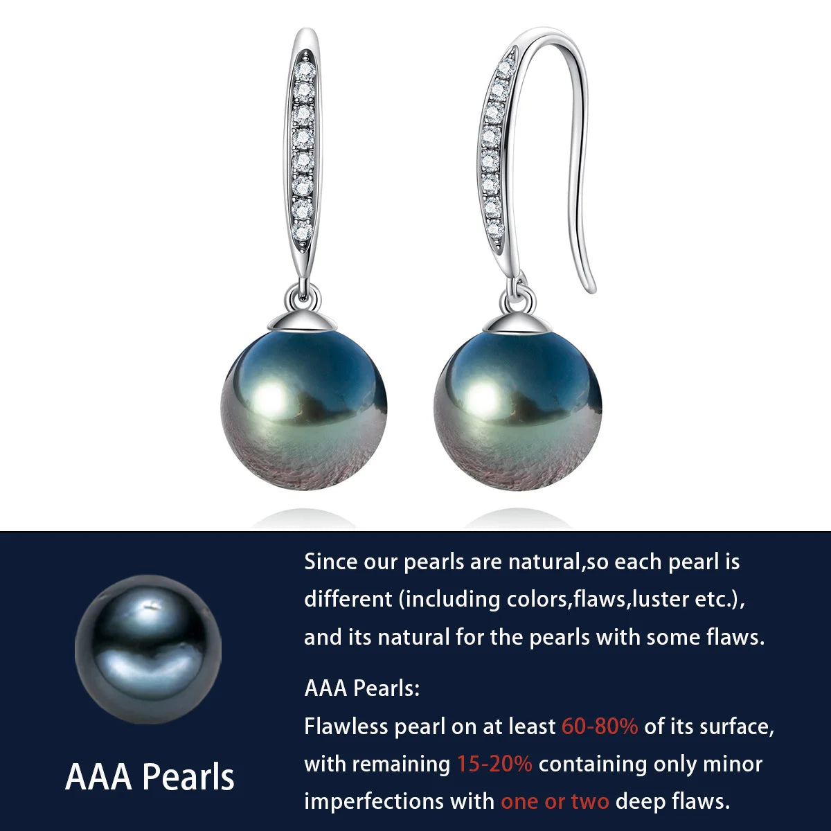 Black Pearl Moissanite Earrings Holloway Jewellery US