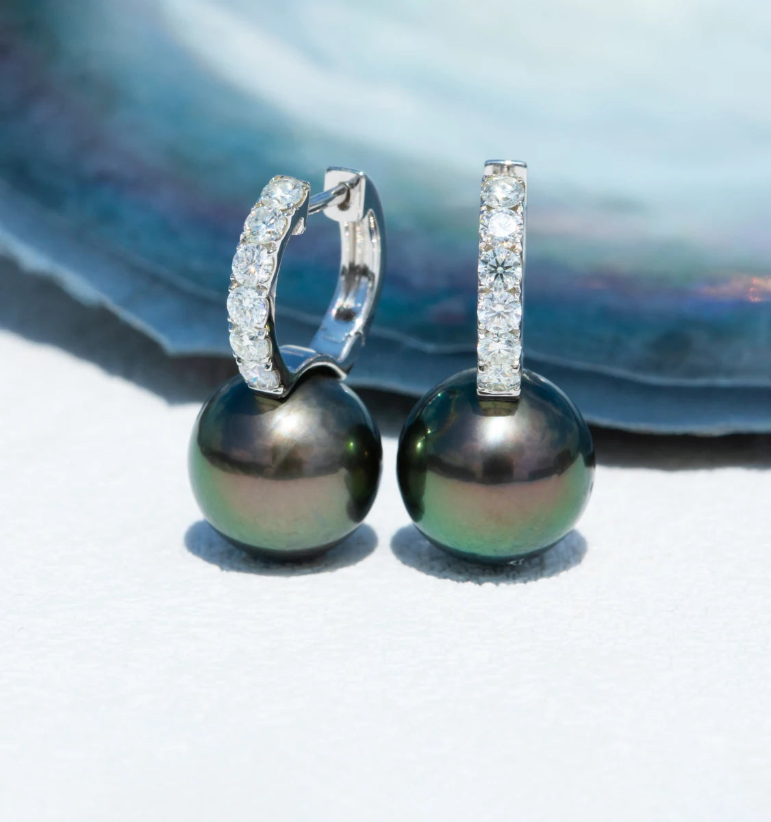 Holloway Jewellery Tahitian Black Pearl Moissanite Earrings