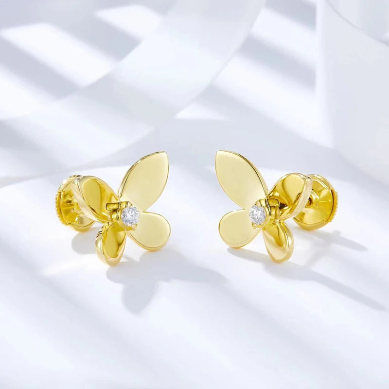 Sterling Silver Butterfly Moissanite Stud Earrings