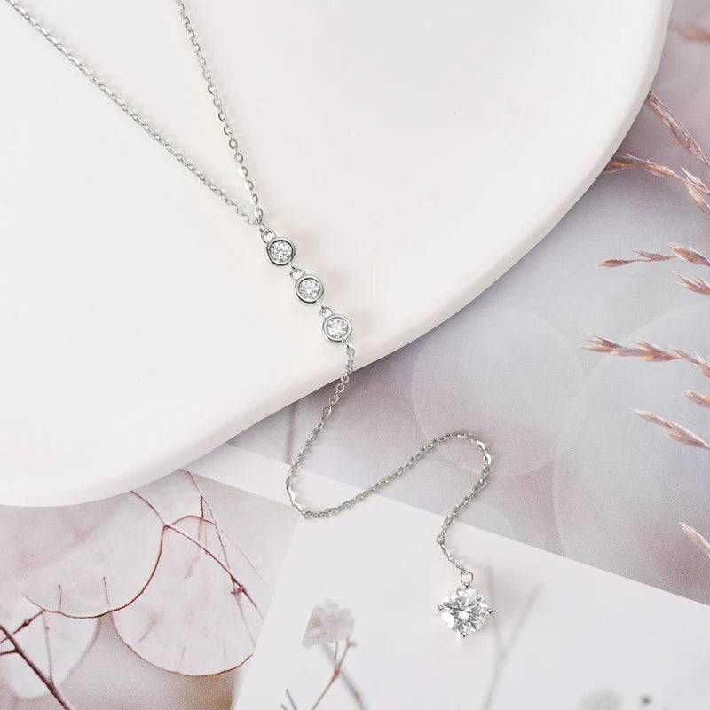 Moissanite Diamond Necklace Sterling Silver