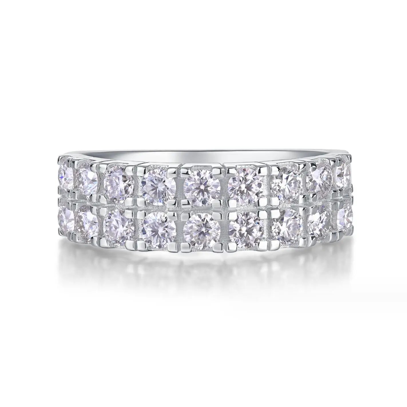 Moissanite Diamond Half Eternity Ring Sterling Silver