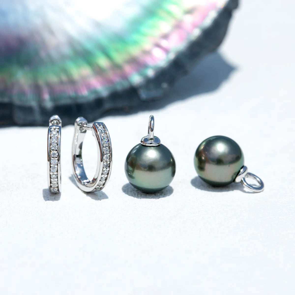 Holloway Jewellery Tahitian Black Pearl Moissanite Earrings Canada