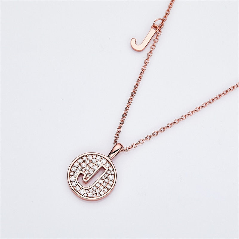 Moissanite Initial Necklace Pendant 925 Sterling Silver 18K Rose Gold Plated