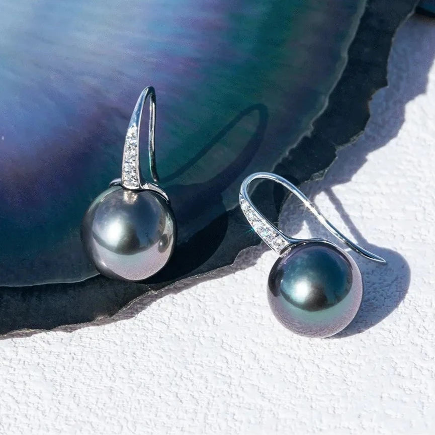 Holloway Jewellery UK Black Pearl Moissanite Earrings