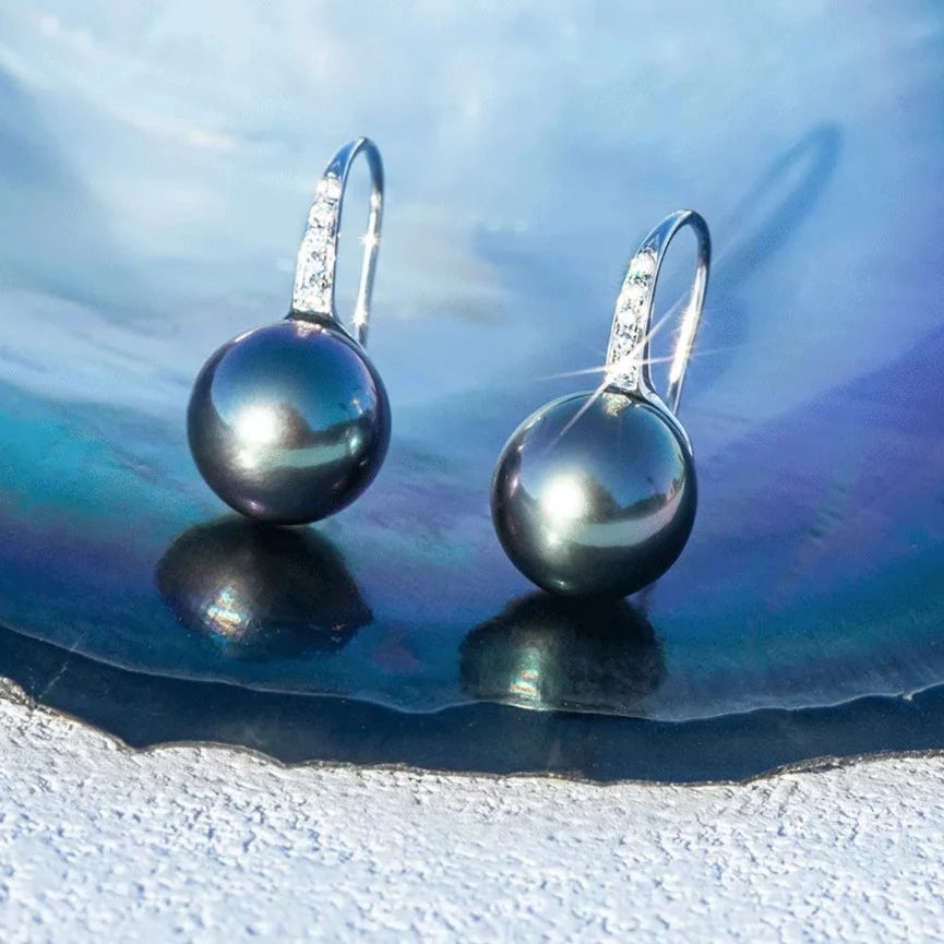 Black Pearl Moissanite Earrings