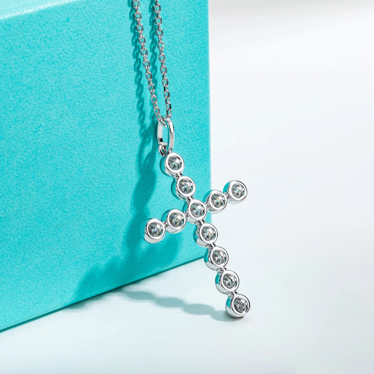 Moissanite Diamond Cross Pendant Necklace