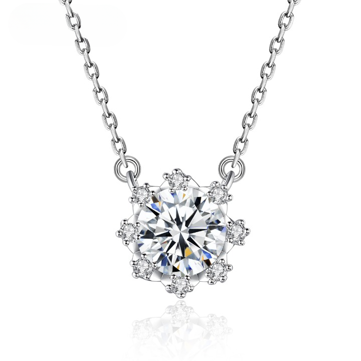 1 Carat Moissanite Diamond Necklace Sterling Silver Pendant UK