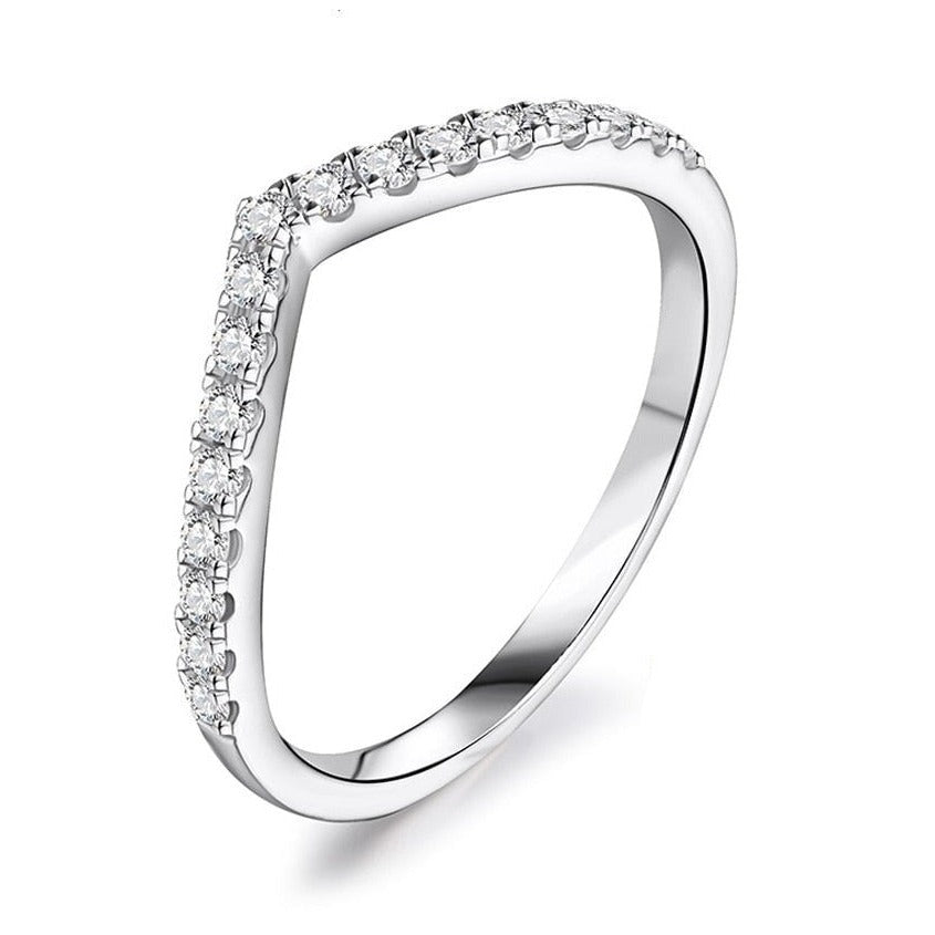 Silver Chevron Ring Moissanite Diamond Ring Holloway Jewellery