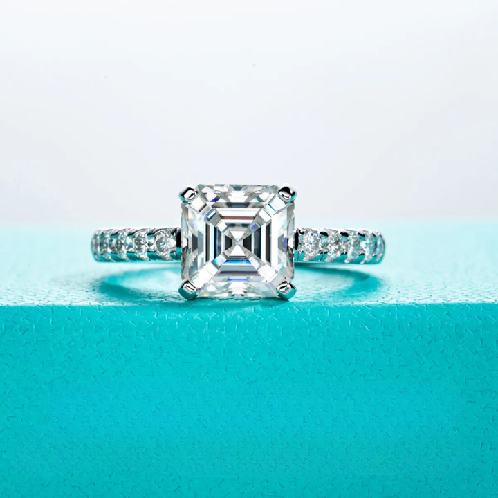3ct asscher cut moissanite ring