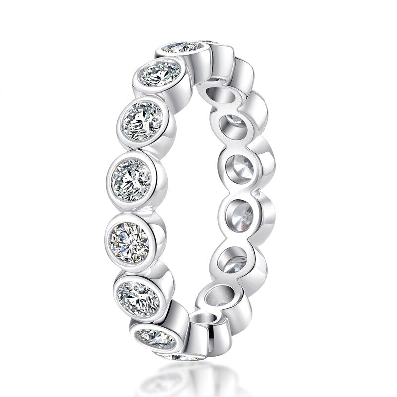 Eternity Moissanite Diamond Wedding Band Sterling Silver