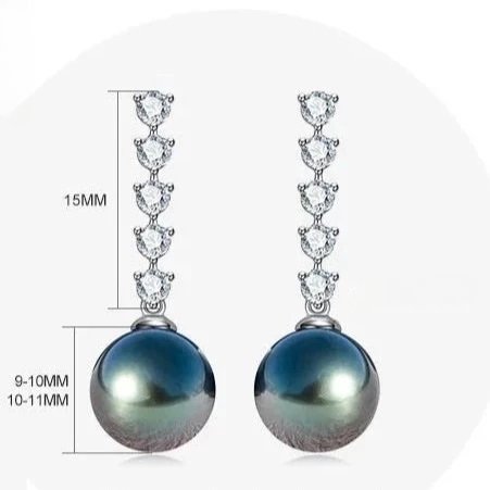 Tahitian Black Pearl Moissanite Earrings