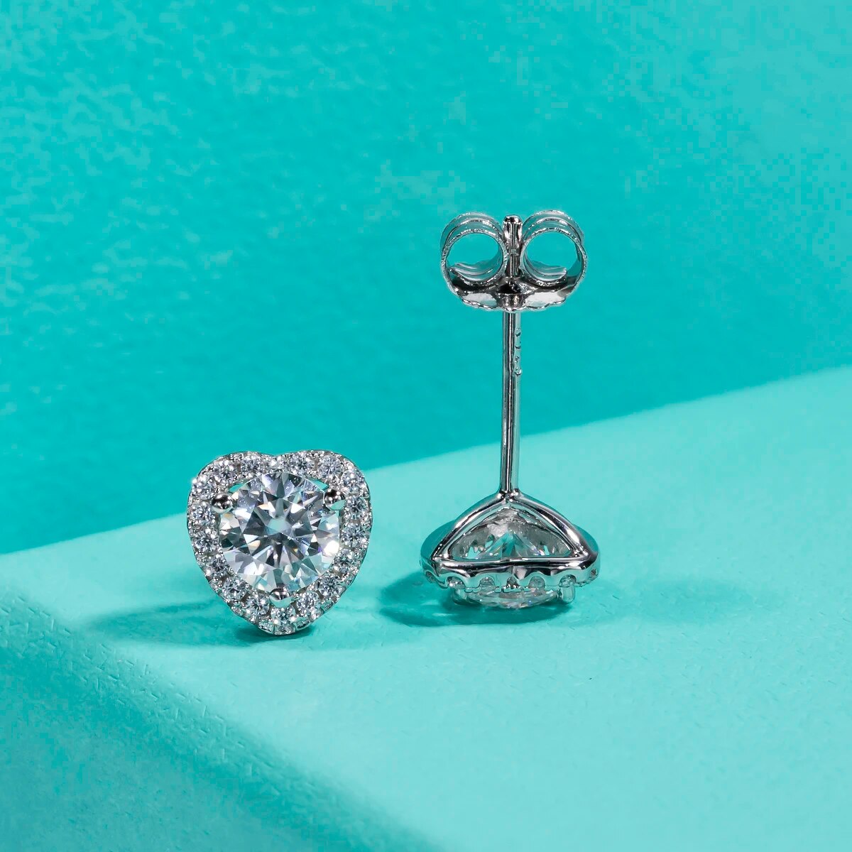 moissanite stud earrings heart shape studs