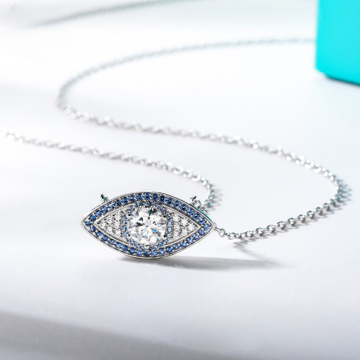 Lucky Evil Eye Protection Necklace Earrings Set Moissanite Diamond